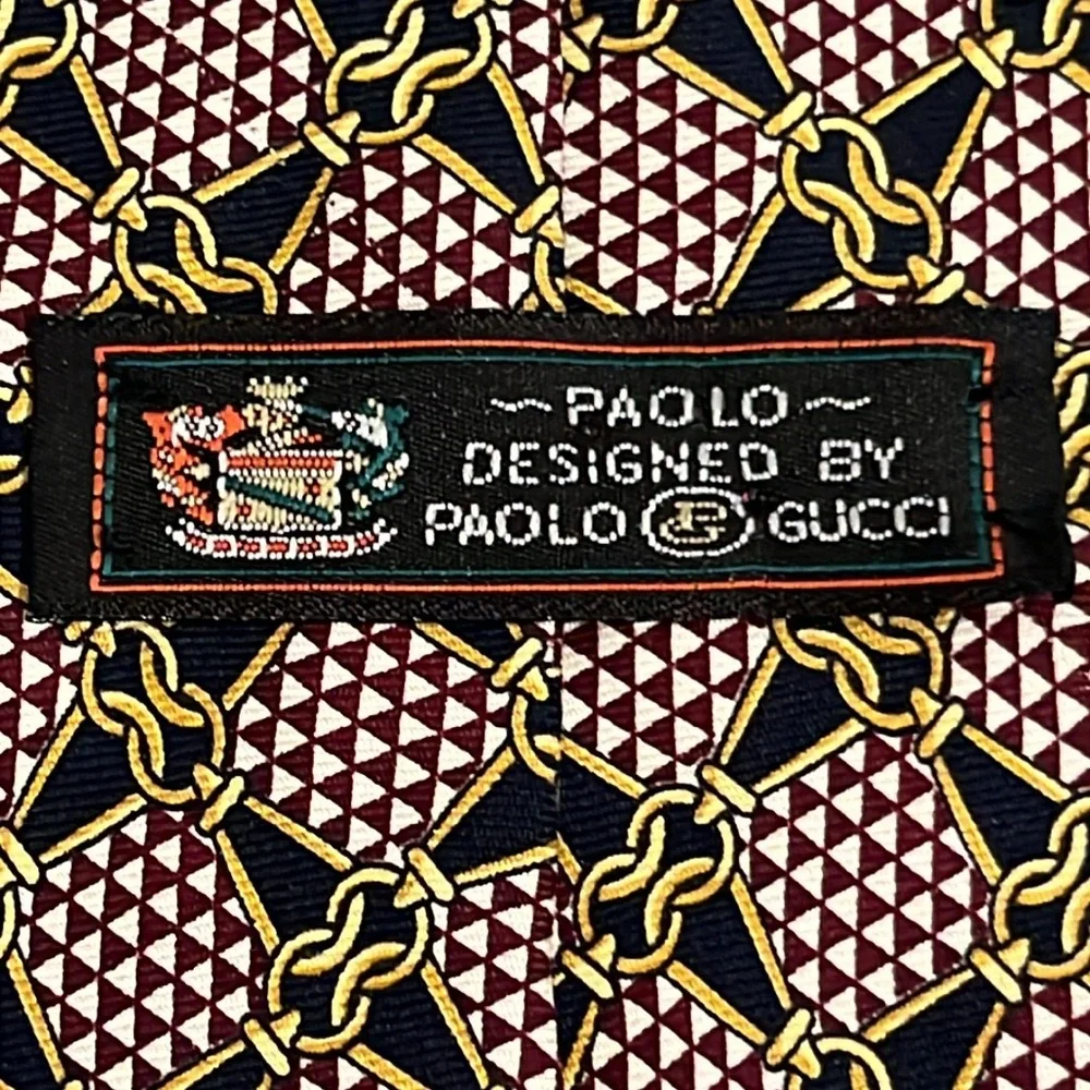 Vintage Paolo Gucci Silk Classic Blue Red White Gold Tie